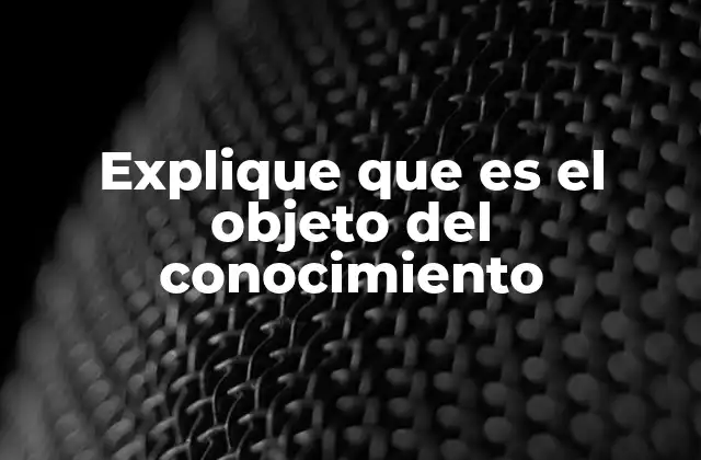 Explique que es el Objeto Del Conocimiento