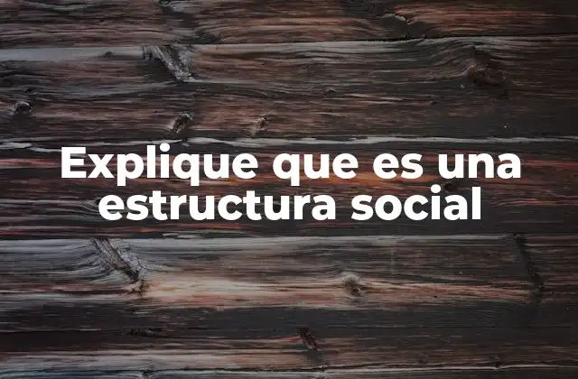 Explique que es una Estructura Social