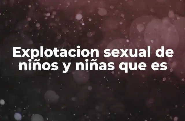 Explotacion Sexual de Niños y Niñas que es