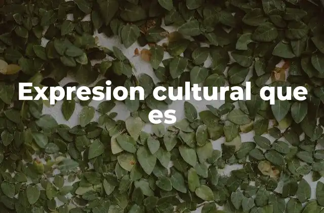 Expresion Cultural que es