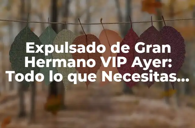 Expulsado de Gran Hermano Vip Ayer: Todo Lo que Necesitas Saber