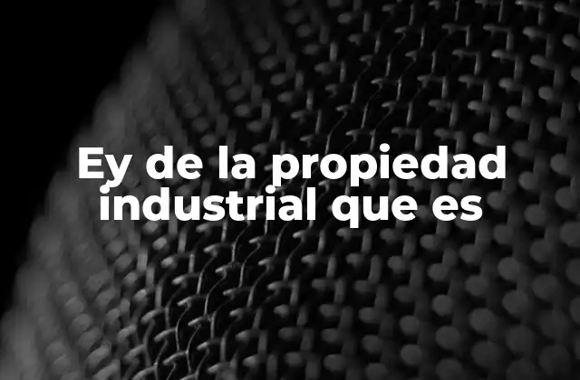 Ey de la Propiedad Industrial que es