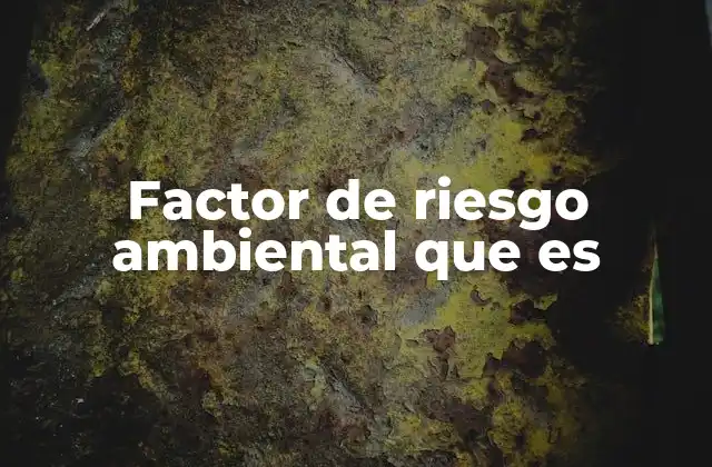 Factor de Riesgo Ambiental que es