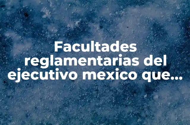 Facultades Reglamentarias Del Ejecutivo Mexico que es