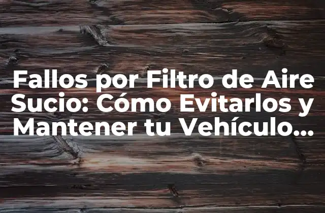 Fallos por Filtro de Aire Sucio: Cómo Evitarlos y Mantener Tu Vehículo en Buen Estado