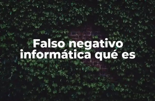 Falso Negativo Informática Qué es