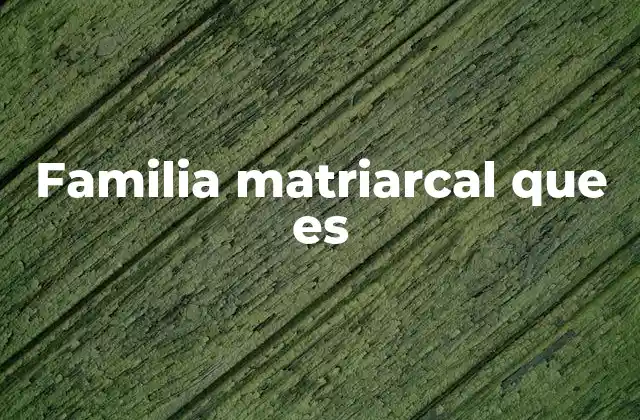 Familia Matriarcal que es