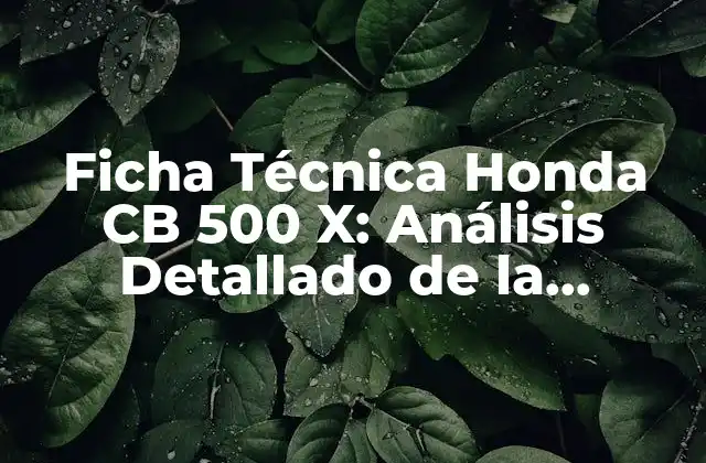 Ficha Técnica Honda Cb 500 X: Análisis Detallado de la Motocicleta