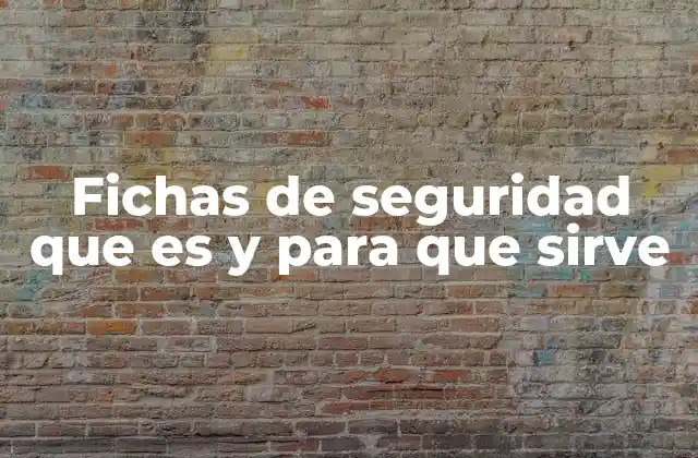 Fichas de Seguridad que es y para que Sirve