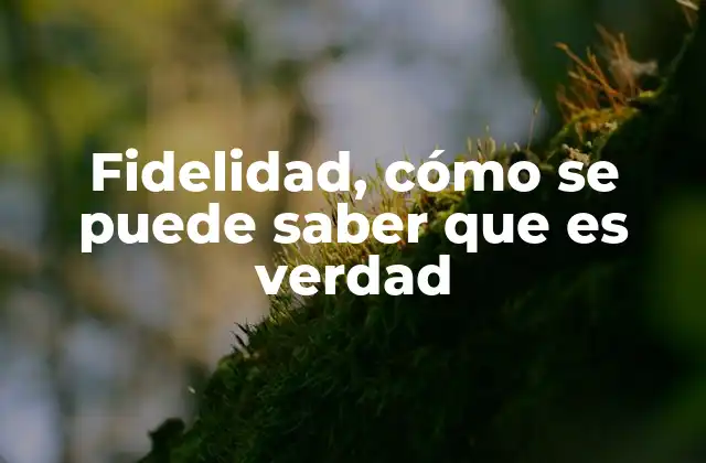 Fidelidad, Cómo Se Puede Saber que es Verdad