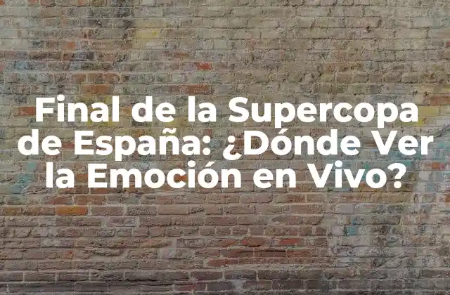 Final de la Supercopa de España: ¿dónde Ver la Emoción en Vivo?