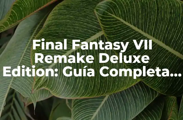 Final Fantasy Vii Remake Deluxe Edition: Guía Completa y Detallada