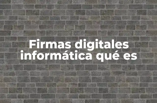 Firmas Digitales Informática Qué es
