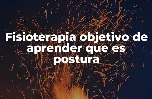 Fisioterapia Objetivo de Aprender que es Postura