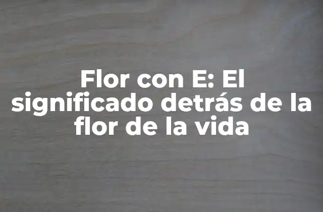 Flor con E: el Significado Detrás de la Flor de la Vida