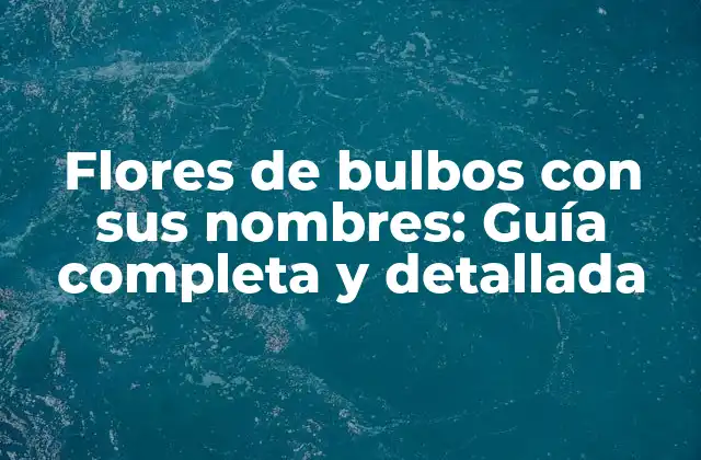 Flores de Bulbos con Sus Nombres: Guía Completa y Detallada