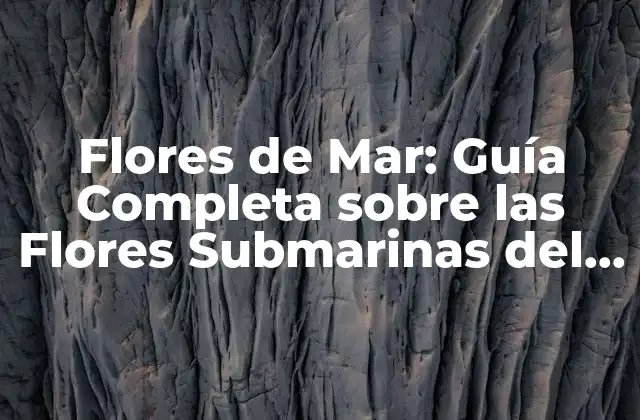 Flores de Mar: Guía Completa sobre las Flores Submarinas Del Océano