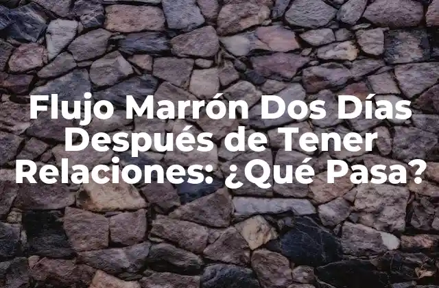 Flujo Marrón Dos Días Después de Tener Relaciones: ¿qué Pasa?