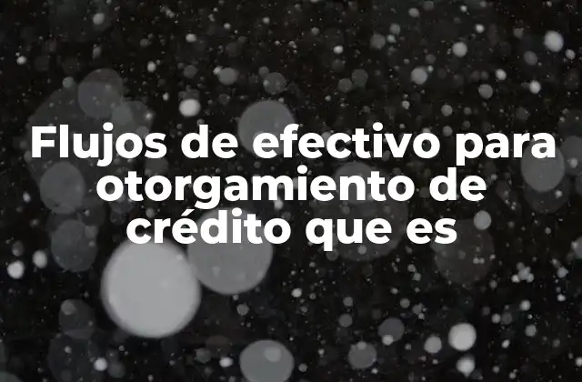 Flujos de Efectivo para Otorgamiento de Crédito que es