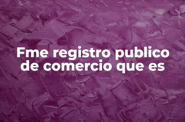 Fme Registro Publico de Comercio que es