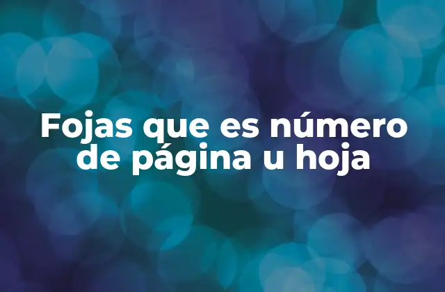 Fojas que es Número de Página u Hoja