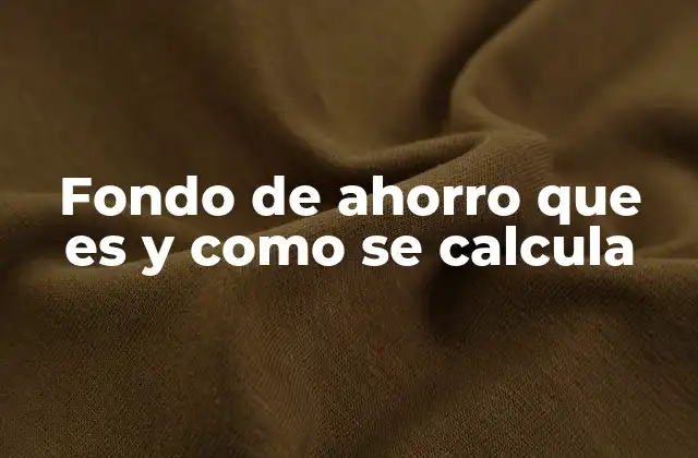 Fondo de Ahorro que es y como Se Calcula