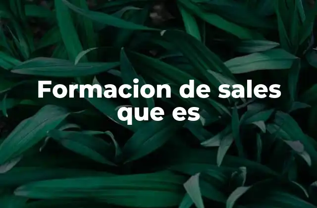 Formacion de Sales que es