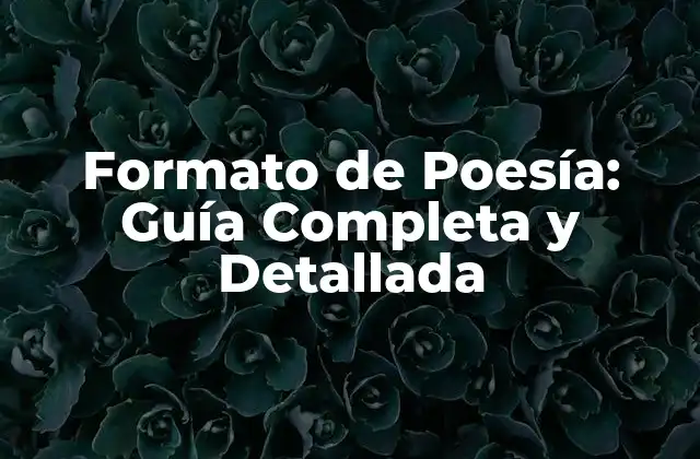 Formato de Poesía: Guía Completa y Detallada