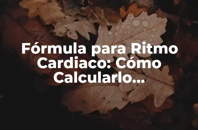 Fórmula para Ritmo Cardiaco: Cómo Calcularlo Correctamente 2 ¿Qué es el Ritmo Cardiaco?