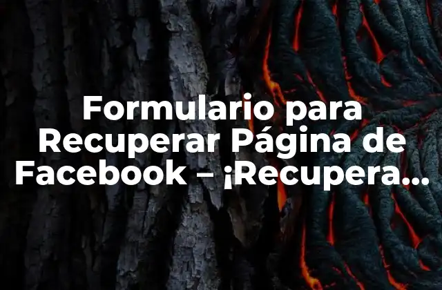 Formulario para Recuperar Página de Facebook – ¡recupera Tu Página de Facebook en Minutos!