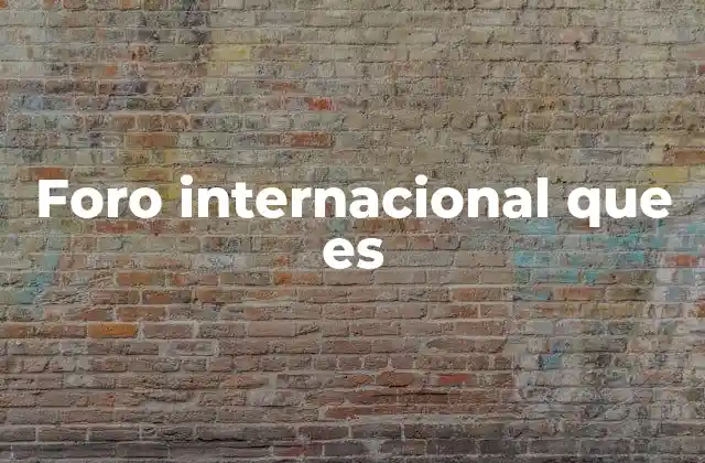 Foro Internacional que es