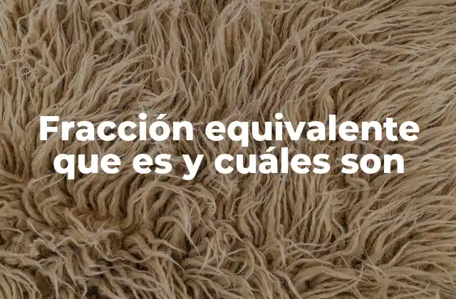 Fracción Equivalente que es y Cuáles Son