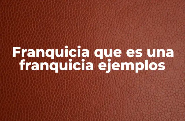 Franquicia que es una Franquicia Ejemplos