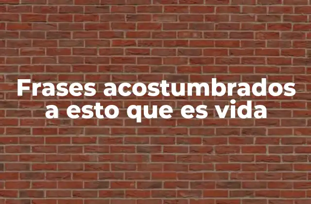 Frases Acostumbrados a Esto que es Vida