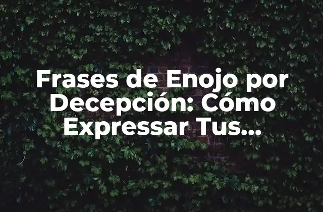 Frases de Enojo por Decepción: Cómo Expressar Tus Sentimientos