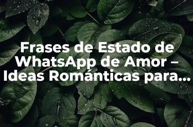 Frases de Estado de Whatsapp de Amor – Ideas Románticas para Tu Estado de Whatsapp