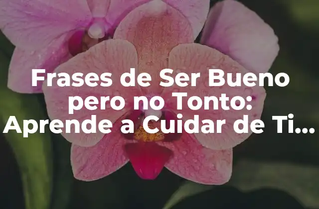 Frases de Ser Bueno pero No Tonto: Aprende a Cuidar de Ti Mismo