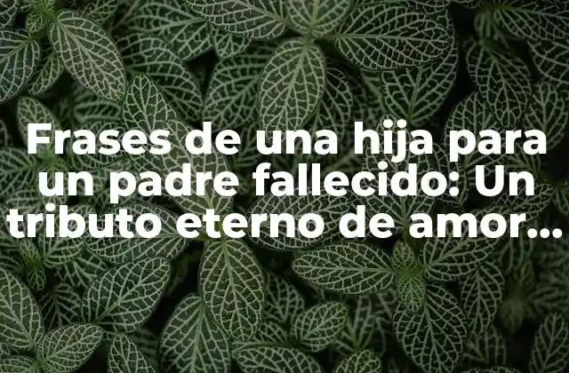 Frases de una Hija para un Padre Fallecido: un Tributo Eterno de Amor y Gratitud