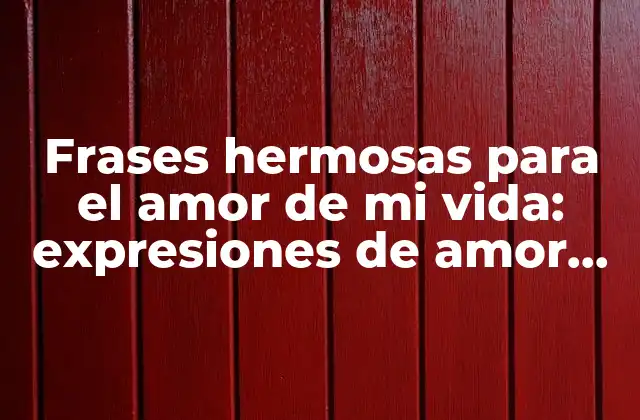 Frases Hermosas para el Amor de Mi Vida: Expresiones de Amor para Conmover
