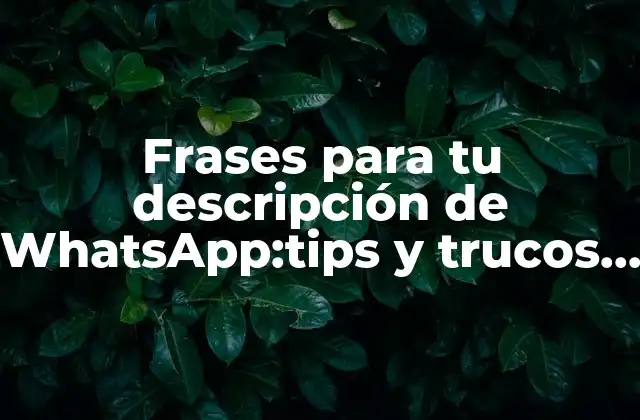 Frases para Tu Descripción de Whatsapp:tips y Trucos para Personalizar Tu Perfil
