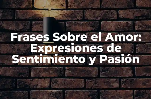 Frases sobre el Amor: Expresiones de Sentimiento y Pasión