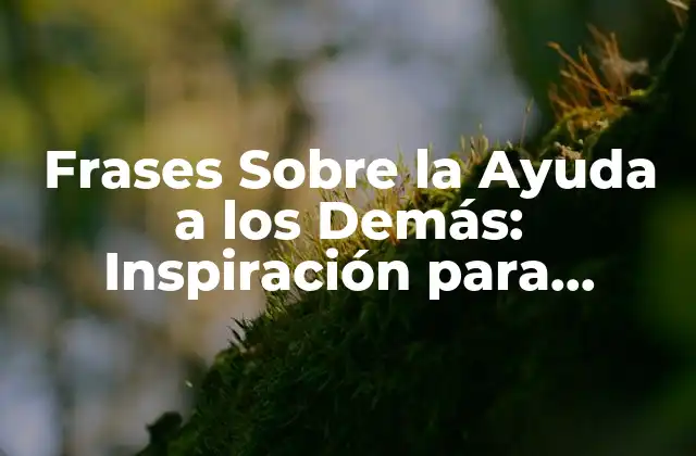 Frases sobre la Ayuda a los Demás: Inspiración para Cambiar Vidas