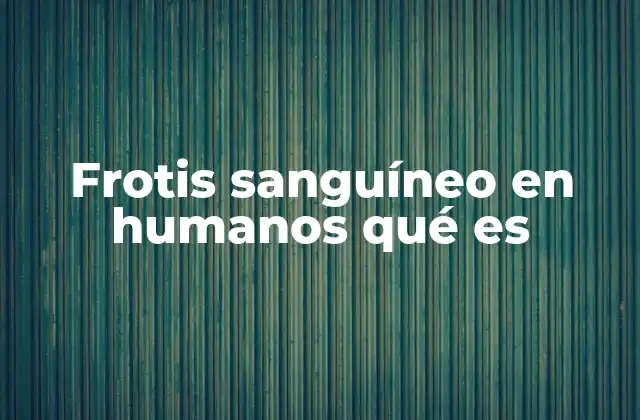 Frotis Sanguíneo en Humanos Qué es