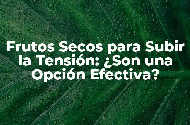 Frutos Secos para Subir la Tensión: ¿son una Opción Efectiva? 2 ¿Cuáles son los Frutos Secos que Ayudan a Subir la Tensión?