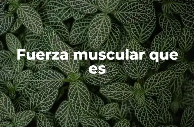 Fuerza Muscular que es