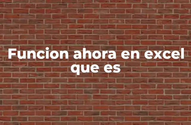 Funcion Ahora en Excel que es