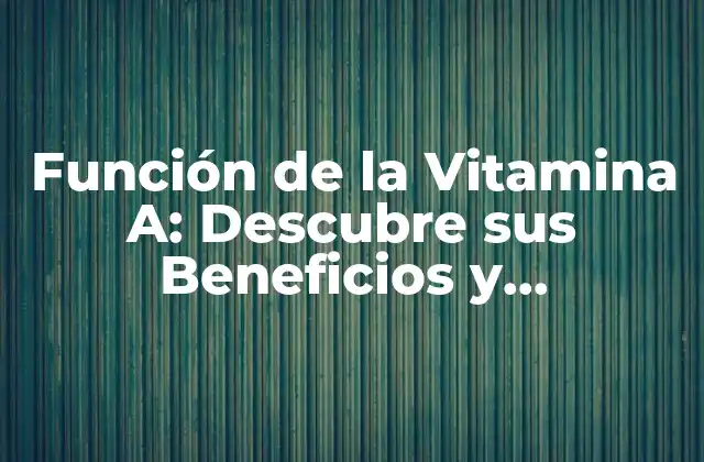 Función de la Vitamina A: Descubre Sus Beneficios y Importancia