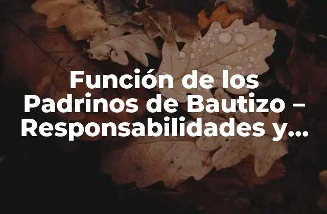 Función de los Padrinos de Bautizo – Responsabilidades y Significado