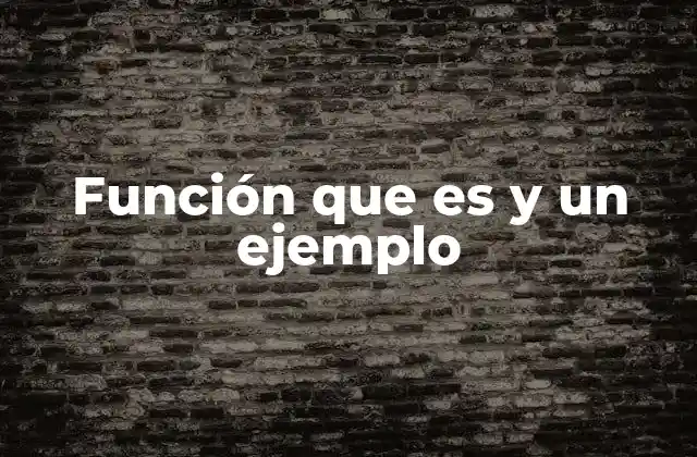 Función que es y un Ejemplo