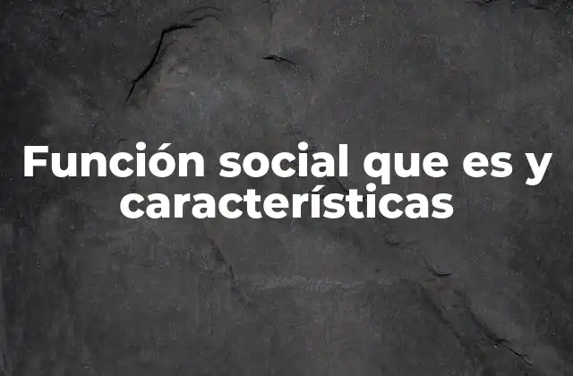 Función Social que es y Características